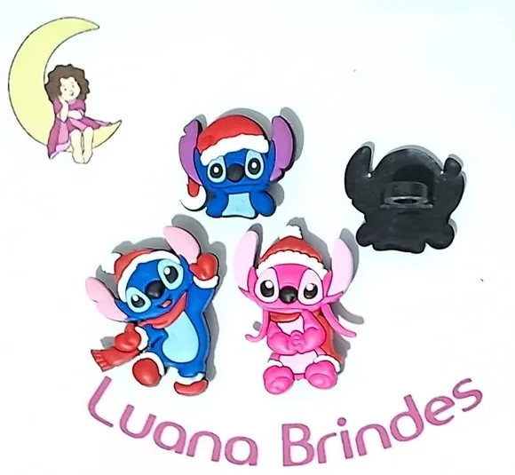 Ponteira P/lápis Stitch Natal Emborrachado Pacote com 6 Unid