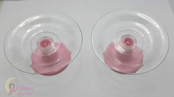 Mini Cake Transparente c/suporte Rosa de acrílico-pct c/2 un