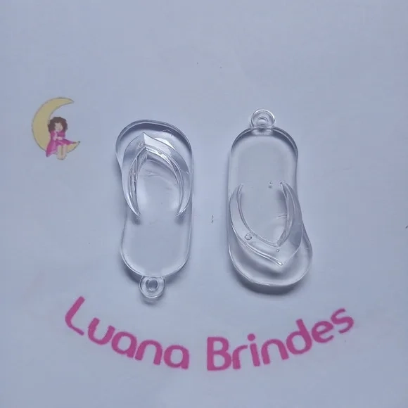 Chinelo Pingente Transparente Acrilico 5cm Pct 12 Unidades