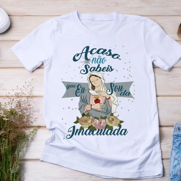 Camiseta Acaso Não Sabeis Que Eu Sou da Imaculada