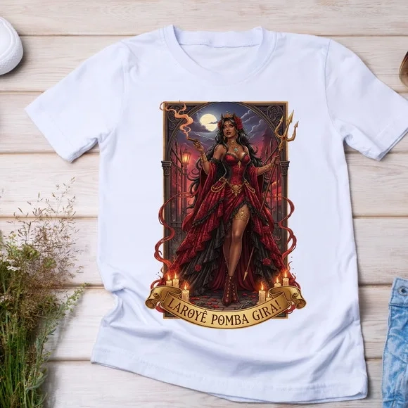 Camiseta Pomba Gira Laroyê! Guardiã dos Caminhos Umbanda