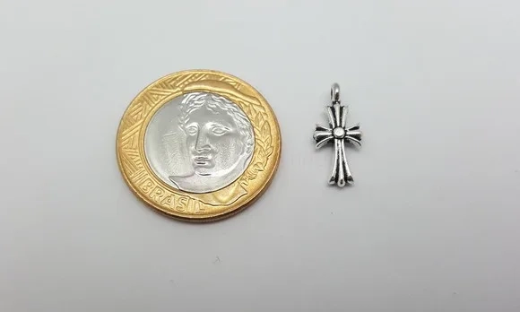 Pingente de Cruz Níquel com 1,8cm - 12 unidades