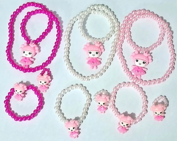 Kit Colar Anel e Pulseira Infantil Princesa