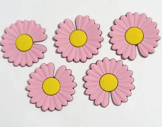 Aplique Flor Bem Me Quer Rosa Claro Emborrachado - 6 Peças