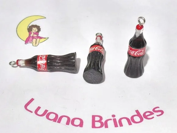 Pingente Garrafa de Coca Cola 3cm Resina Pacote C/5 Unidades