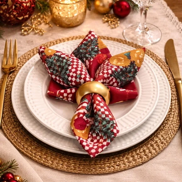 Guardanapo de Tecido de Natal - 6 Peças* Pronta Entrega