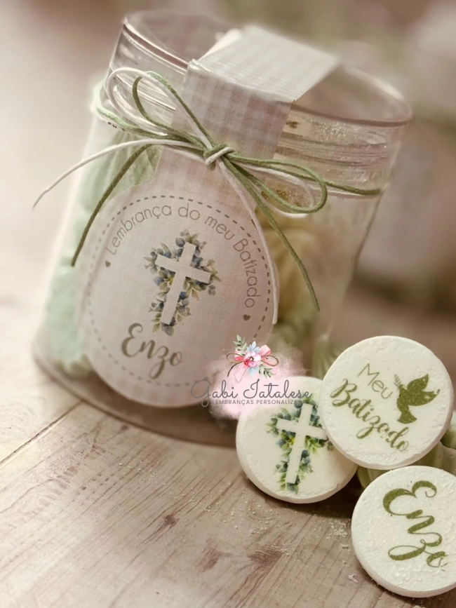 Tubo PET com Suspiros Personalizados -  Lembrança Religiosa