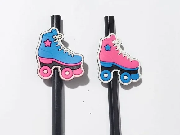 Ponteira P/lápis Patins Pink e Azul Emborrachado -6 Unidade