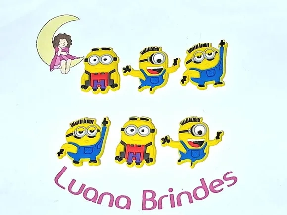 Aplique Minions 3cm Emborrachado Pacote com 6 Unidades