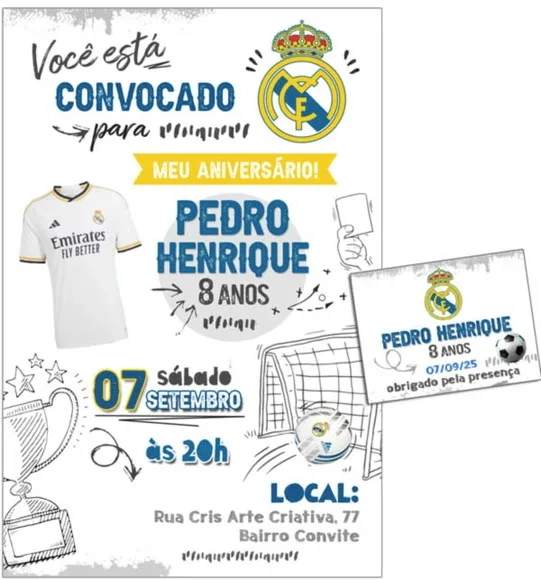 Convite Digital C/tag Futebol Real Madri 2
