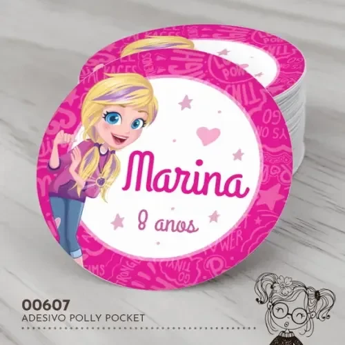 Adesivo Redondo Polly Pocket - 00607