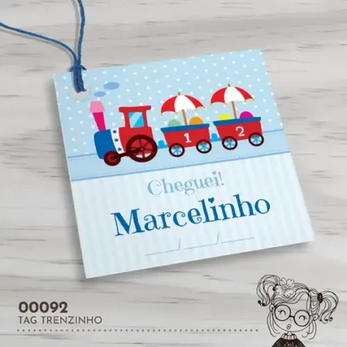 Tag Quadrada Trenzinho - 00092