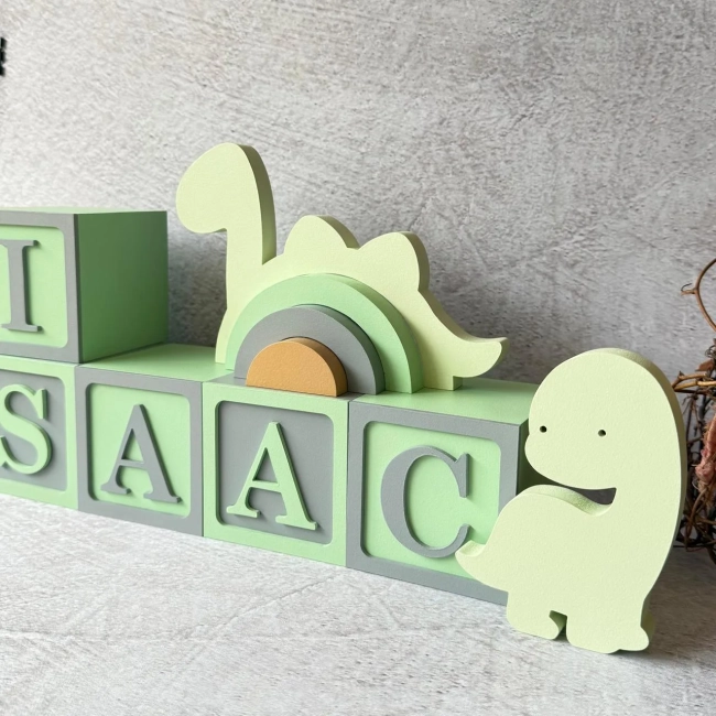 🦕 Kit Cubos de MDF Dinossauro Baby – Personalizado com Nome