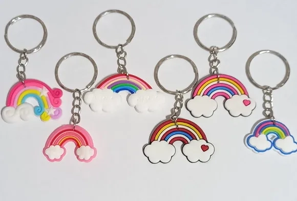 Chaveiros Arco Iris Variados de Borracha - Pacote com 6 Unid