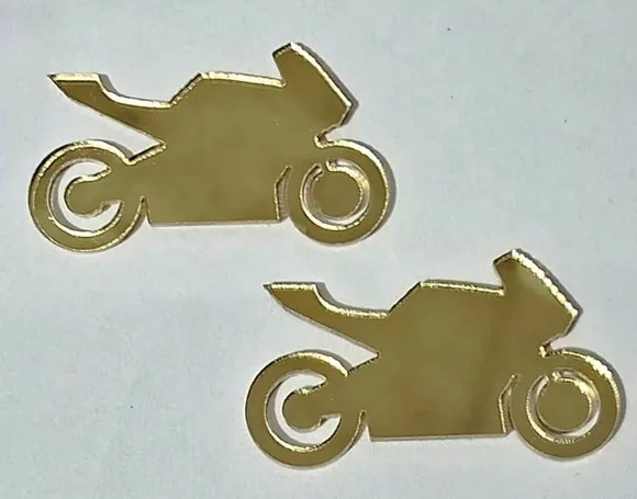Aplique Moto de Acrílico Espelhado - 6 Unidades