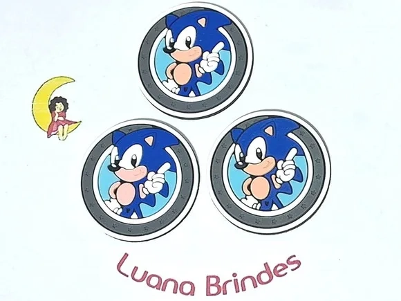 Aplique Sonic 4,5cm Emborrachado Pacote com 5 Unidades