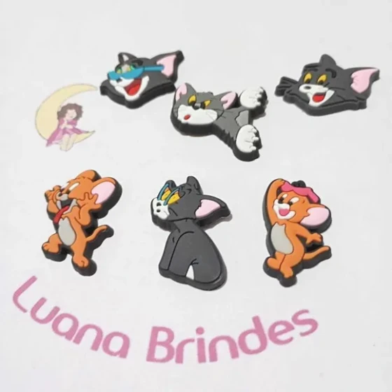 Aplique Tom e Jarry Emborrachado 2,6cm Pacote com 6 Unidades
