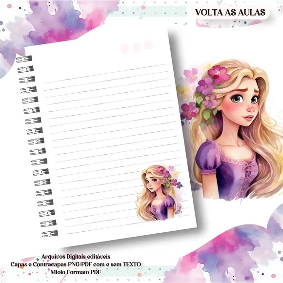 Caderno ou Agenda Personalizada Rapunzel