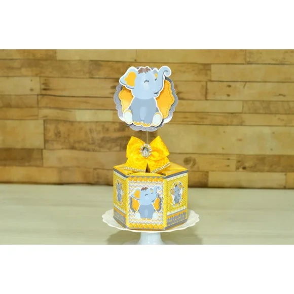 Kit 30 Lembrancinha - Elefante Amarelo e Cinza