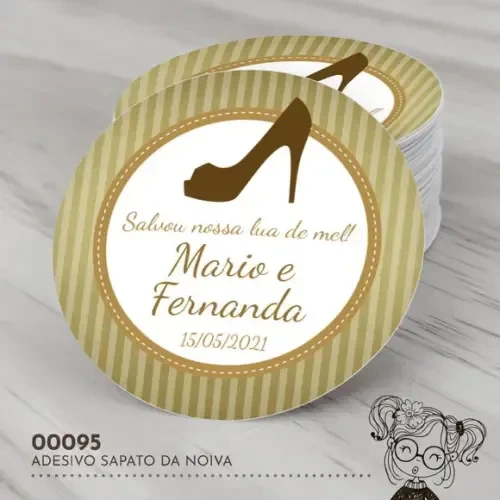 Adesivo Redondo Sapato da Noiva - 00095