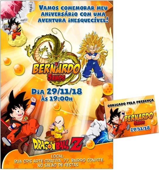 CONVITE DIGITAL C/TAG Dragon Ball Kids