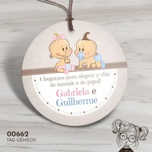 Tag Redonda Nascimento Gêmeos - 00662