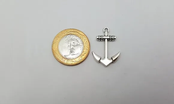 Pingente Âncora de Metal Niquel de 2,8cm Pacote com 10 Uni