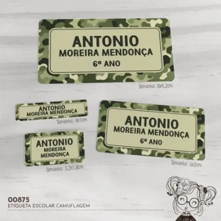 Etiqueta Escolar Camuflagem - 00875