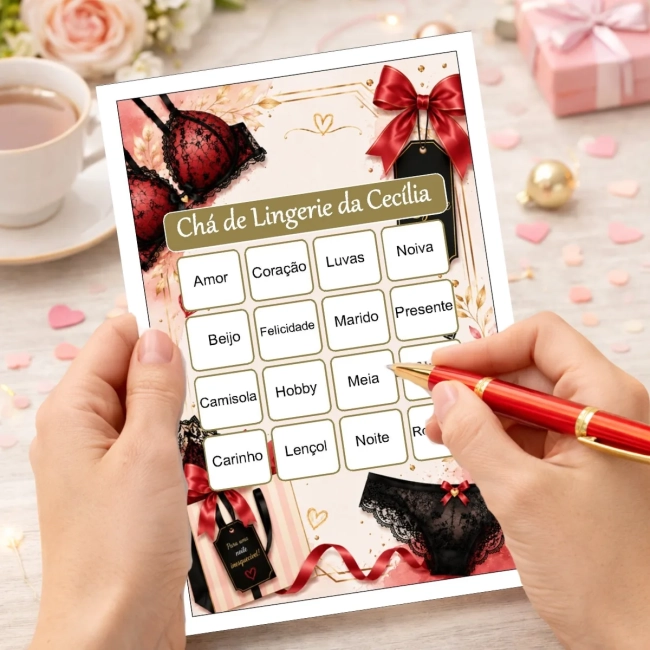 Bingo Chá de Lingerie PDF Para Imprimir