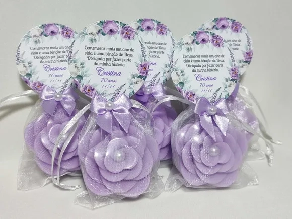 Lembrancinha Aniversário 70 Anos: Sabonete Flor Camélia Luxo