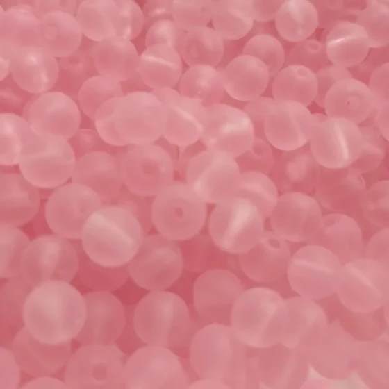 Bola Fosca Com Furo Rosa 8mm Pct 100 Unidades