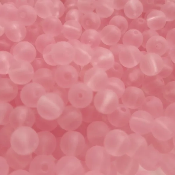 Bola Fosca Com Furo Rosa 8mm Pct 100 Unidades