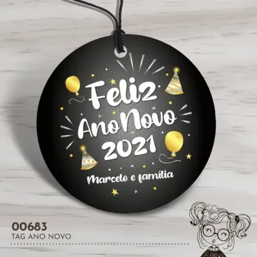Tag Redonda Feliz Ano Novo - 00683