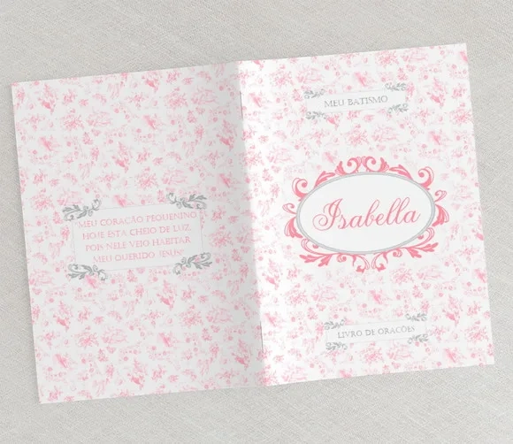 Livrinho De Orações Personalizado Toile Jouy