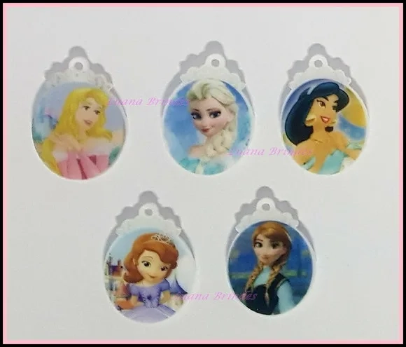 Pingentes Princesas 2,5cm Pacotes com 10 Unidades
