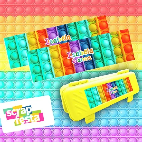 Estojo Escolar Personalizado Festa Pop It