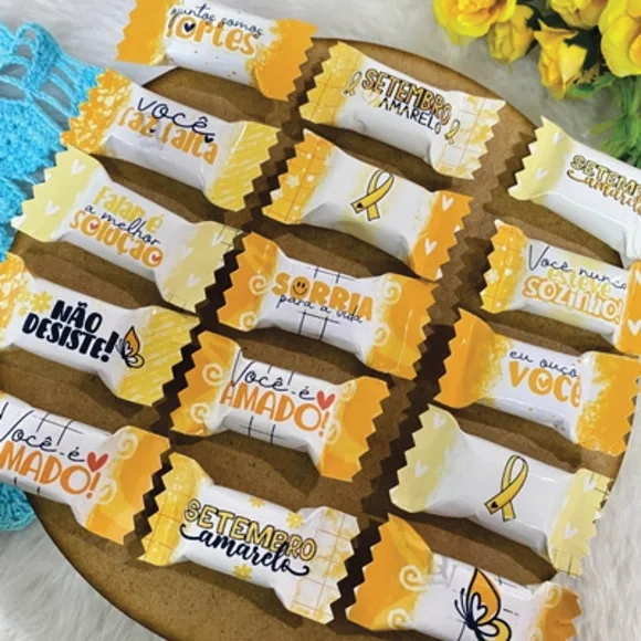 Balas Personalizadas Setembro Amarelo - 50 Unidades