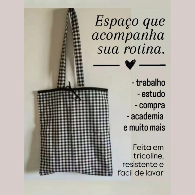Bolsa em tecido estilo Ecobag - Xadrez