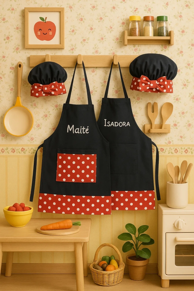 Avental e Touca Master e Mini Chef Personalizado
