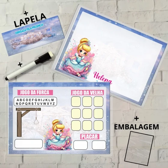 Lousa Magica Personalizada para lembrancinhas da Cinderela