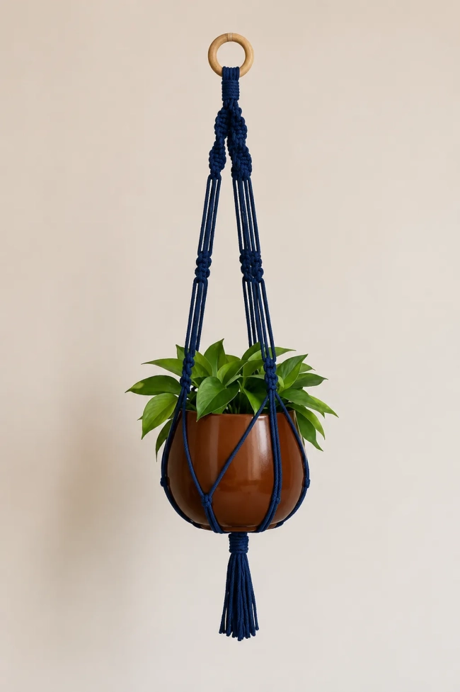 Suporte para Plantas em Macramê Feito à Mão | Decoração Boho para Casa