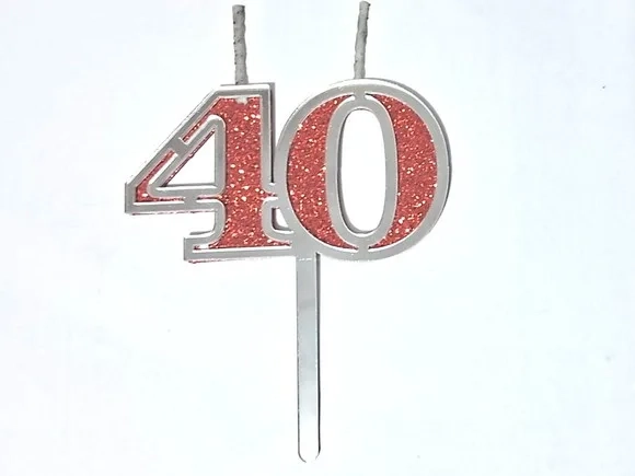 Velas 40 Anos Prata Acrílico Pavio Magico 1 Peça