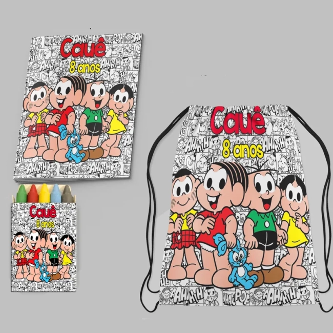 Kit Lembrancinhas Mochila e Revista personalizaddo da Turma da Mônica