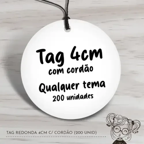 Tag Redonda 4cm c/ Cordão - 200 Unidades