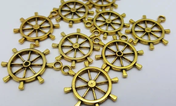 Pingentes Leme em Metal Dourado de 2,7cm Pct 10 Unidades