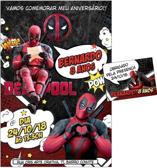 CONVITE DIGITAL C/TAG DeadPool