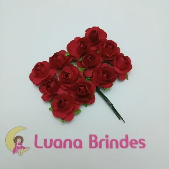 Buquês Flores de Papel Vermelho 2 Unidades 12 Flores Cada
