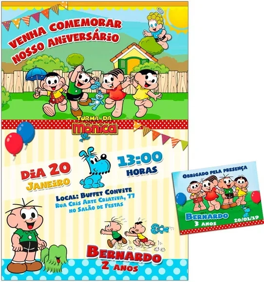 CONVITE DIGITAL C/TAG Turma da Mônica Menino
