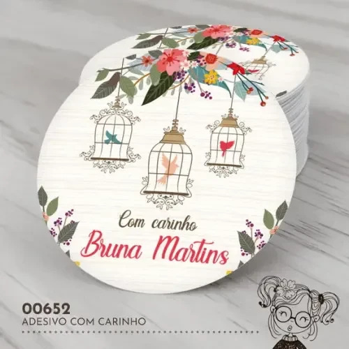 Adesivo Redondo com Carinho - 00652