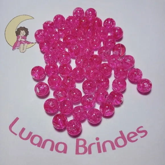Bola Acrilica Irizada Pink 10mm 100 Unidades